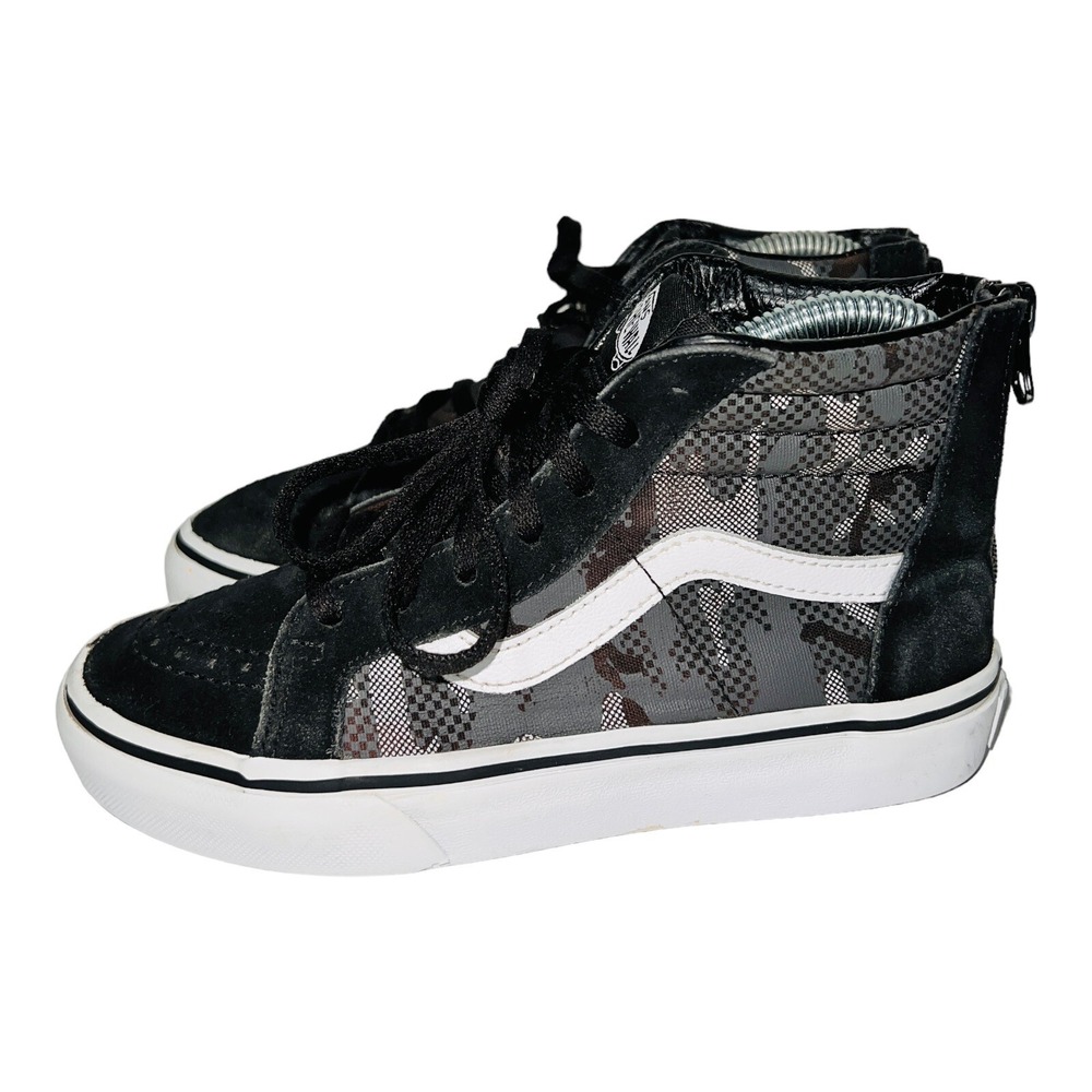 VANS Camo Pattern Sk8 Hi Zip Sneakers Skateboard Shoes Youth Size 2.5
